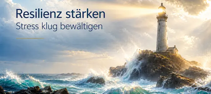 Leuchtturm im stürmischen Meer als Symbol für Resilienz: Stress klug bewältigen und Orientierung bei Belastungen behalten